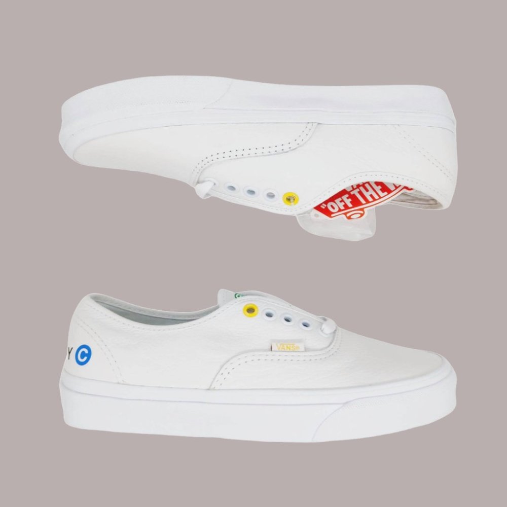 Men's 6.5 Women's 8 Vans Authentic NYC Leather True White Subway Stop Logo shoes